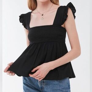 urban outfitters black peplum ruffle tank top